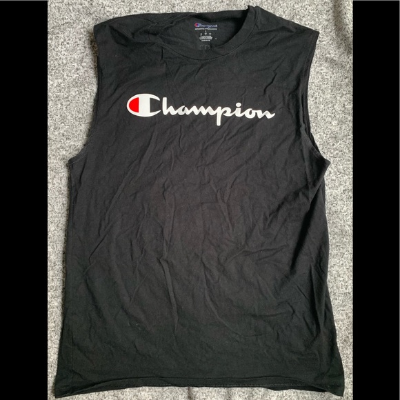 Men’s Champion Sleeveless Shirt - Size LARGE - Workout Gym Top - Black t-shirt - Picture 1 of 9